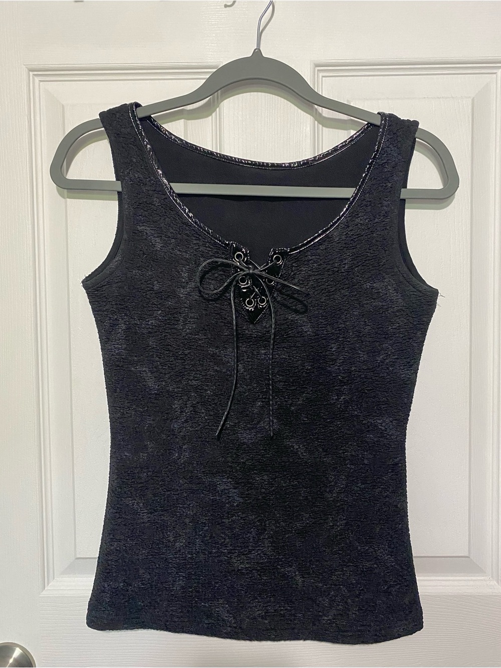 Black Lace-Up Sleeveless Tank Top